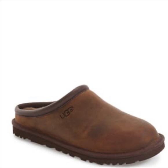 Ugg Classic Clog Slippers Brown Leather 